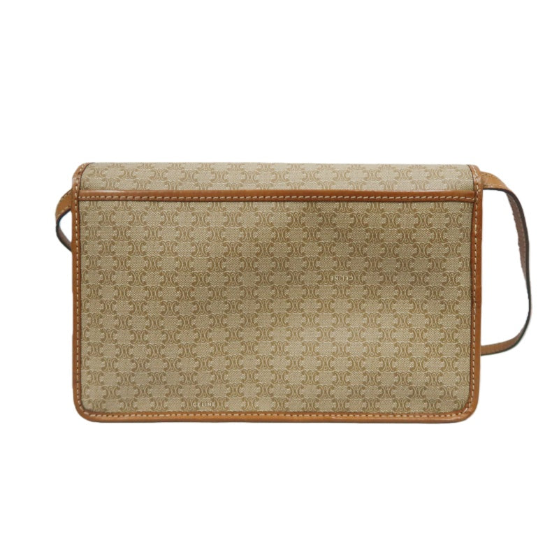 CELINE Macadam Shoulder Bag Beige Gold Hardware CELINE Beige Monogram PVC Messenger Crossbody Bag