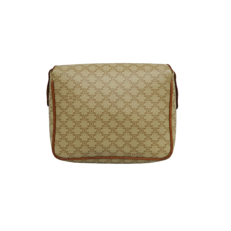 CELINE Macadam Shoulder Bag, Beige, Gold Hardware