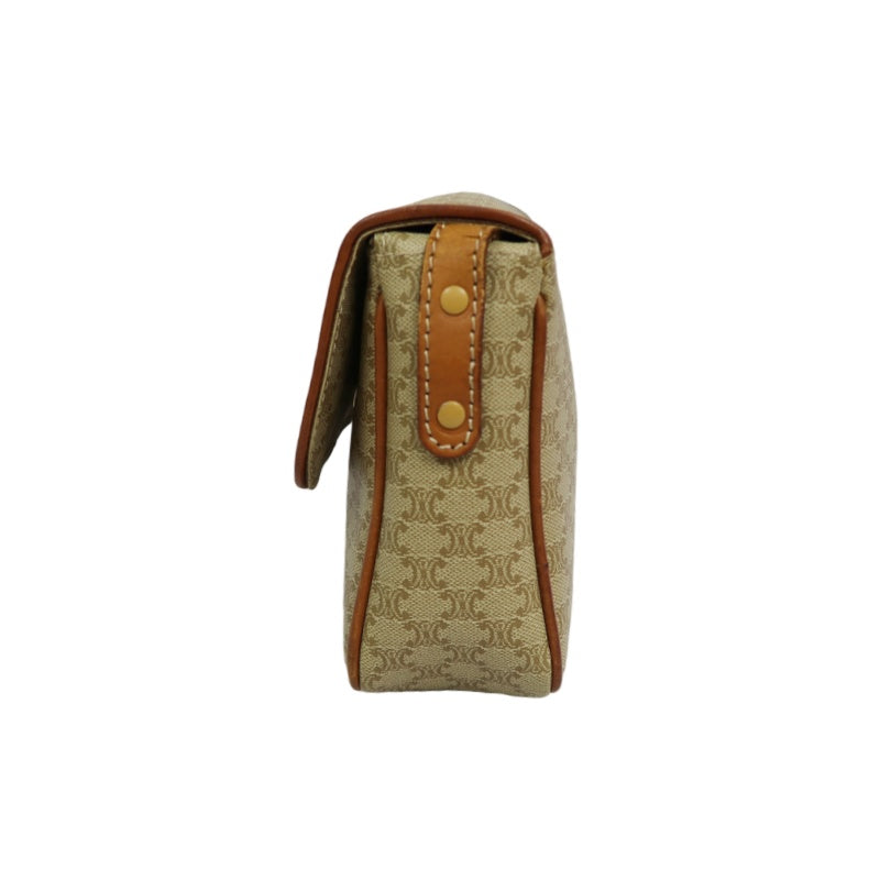 CELINE Macadam Shoulder Bag, Beige, Gold Hardware