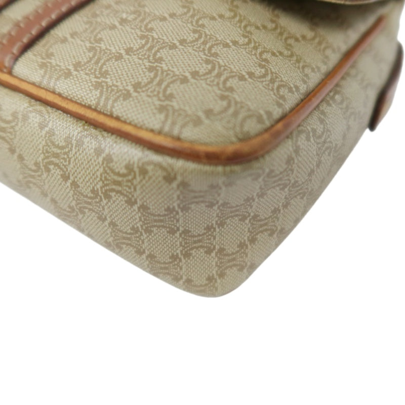 CELINE Macadam Shoulder Bag, Beige, Gold Hardware