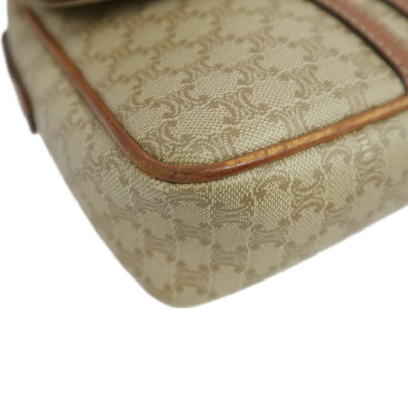 CELINE Macadam Shoulder Bag, Beige, Gold Hardware