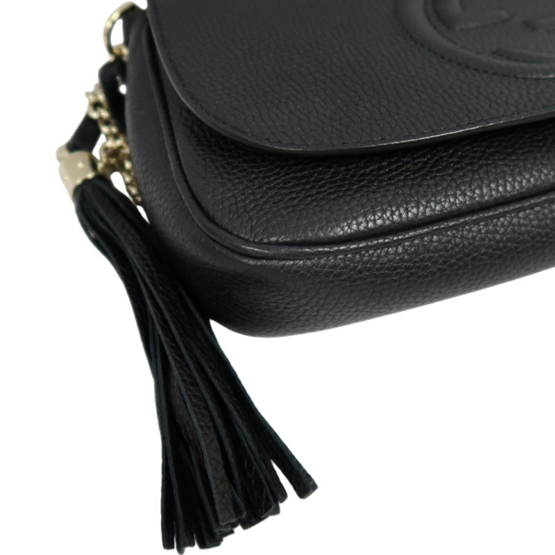 GUCCI Soho Chain Shoulder Bag, Leather, Black, Gold Hardware