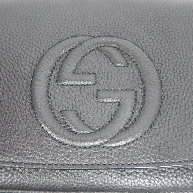 GUCCI Soho Chain Shoulder Bag, Leather, Black, Gold Hardware