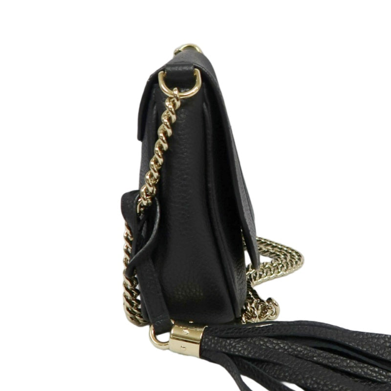 GUCCI Soho Chain Shoulder Bag, Leather, Black, Gold Hardware
