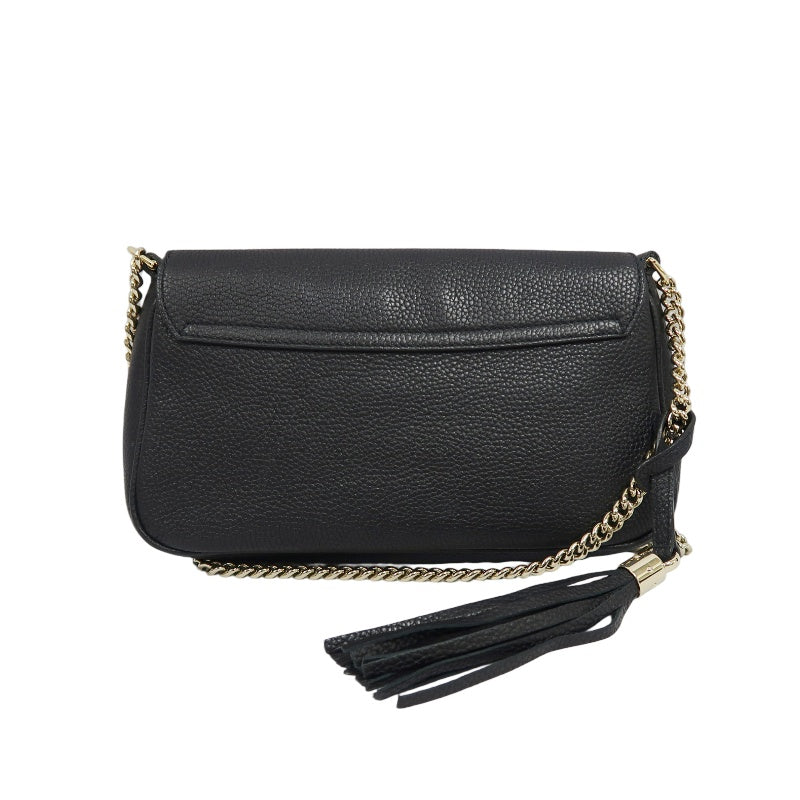 GUCCI Soho Chain Shoulder Bag, Leather, Black, Gold Hardware