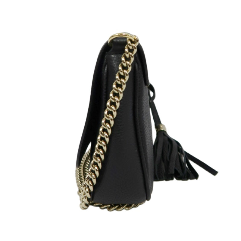 GUCCI Soho Chain Shoulder Bag, Leather, Black, Gold Hardware