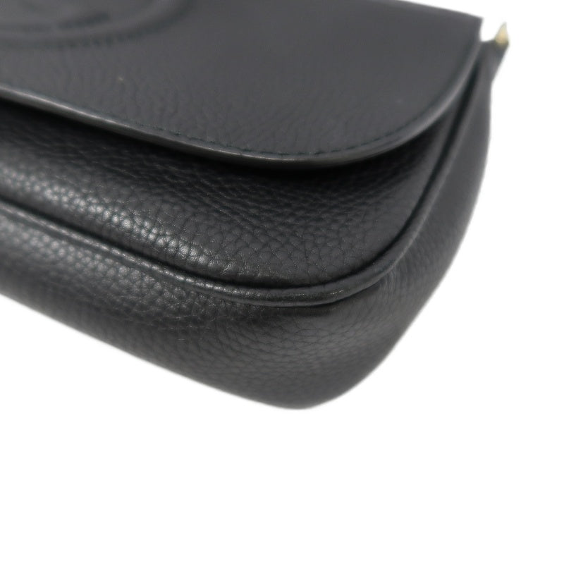 GUCCI Soho Chain Shoulder Bag, Leather, Black, Gold Hardware