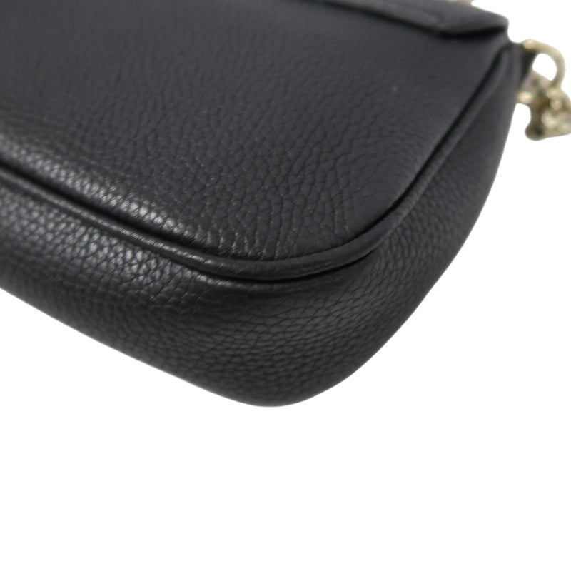 GUCCI Soho Chain Shoulder Bag, Leather, Black, Gold Hardware