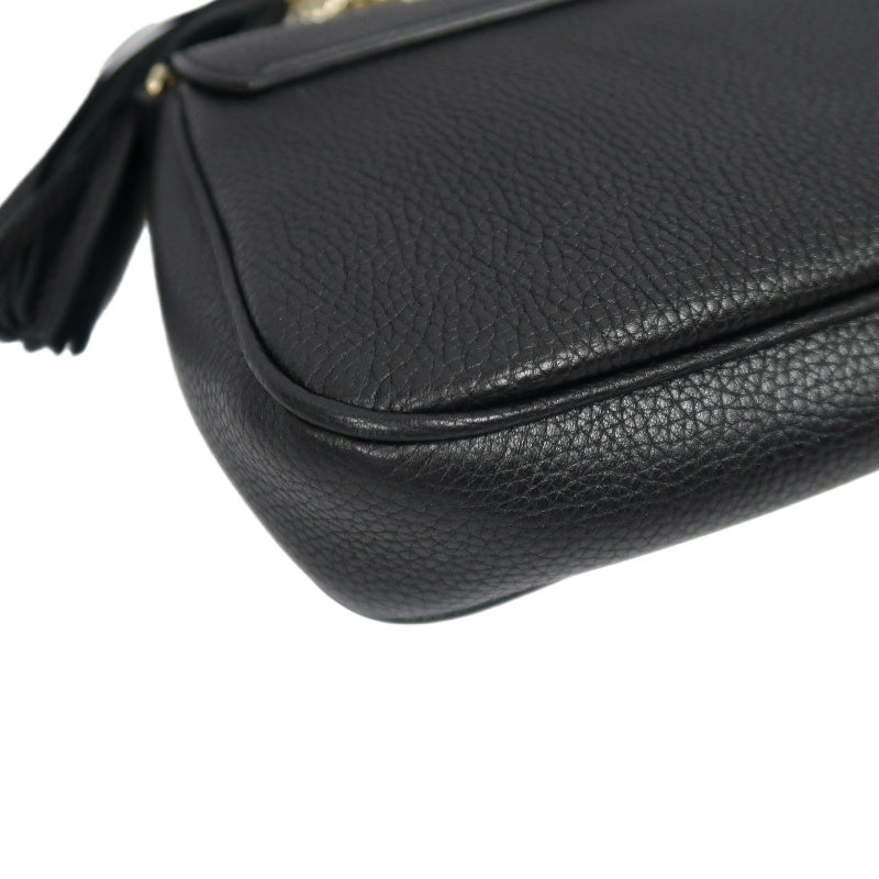 GUCCI Soho Chain Shoulder Bag, Leather, Black, Gold Hardware