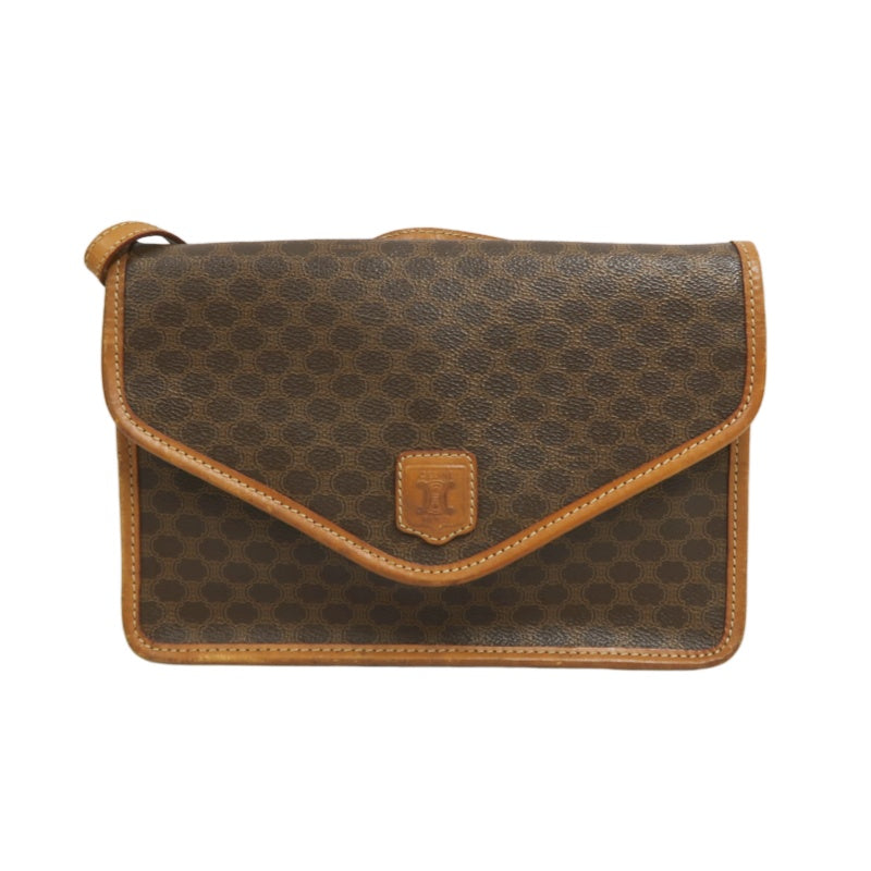 CELINE Macadam Shoulder Bag, Brown, CELINE Monogram PVC Messenger Crossbody Bag