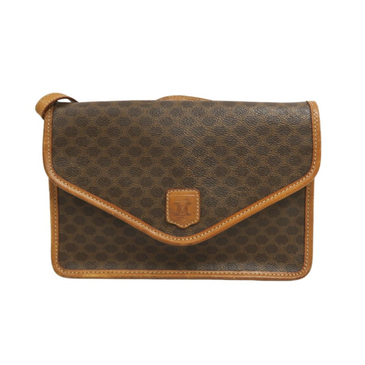 CELINE Macadam Shoulder Bag, Brown, CELINE Monogram PVC Messenger Crossbody Bag