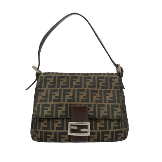 FENDI Zucca Mamma Shoulder Bag, Canvas, Brown, Silver Hardware