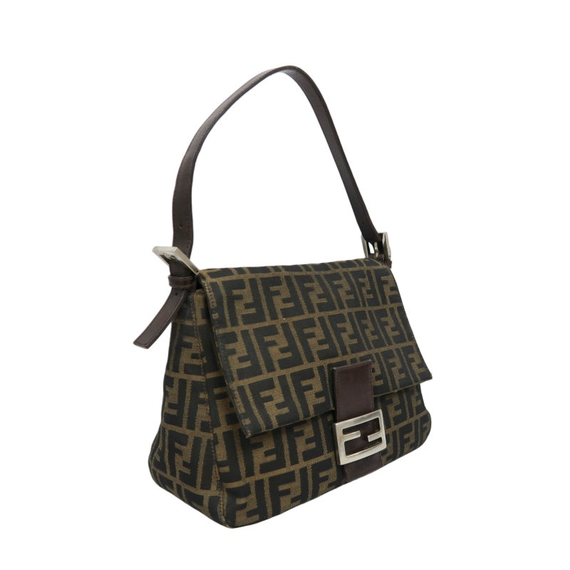 FENDI Zucca Mamma Shoulder Bag, Canvas, Brown, Silver Hardware