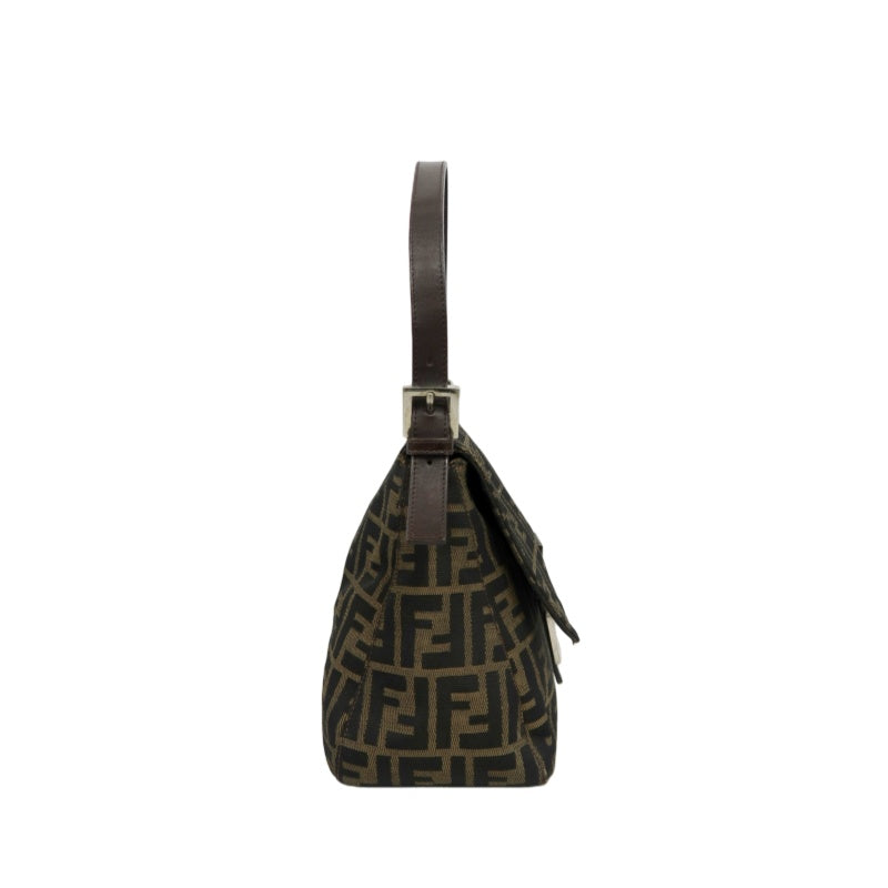 FENDI Zucca Mamma Shoulder Bag, Canvas, Brown, Silver Hardware