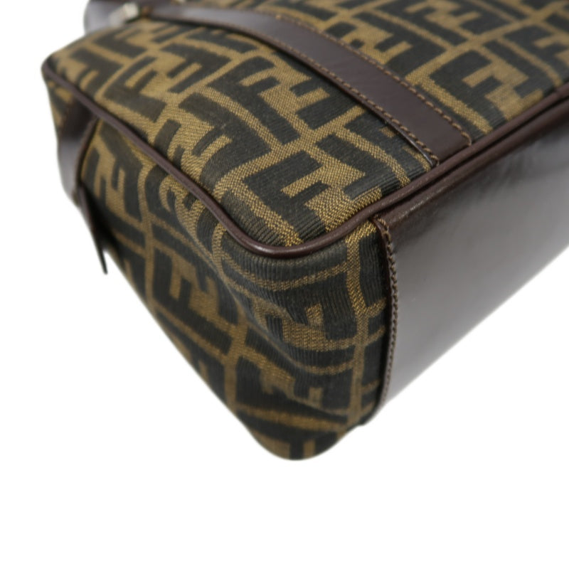 FENDI Zucca Canvas Brown Handbag Silver Hardware