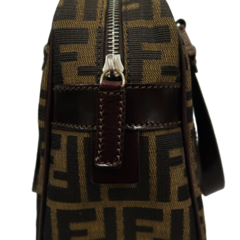 FENDI Zucca Canvas Brown Handbag Silver Hardware