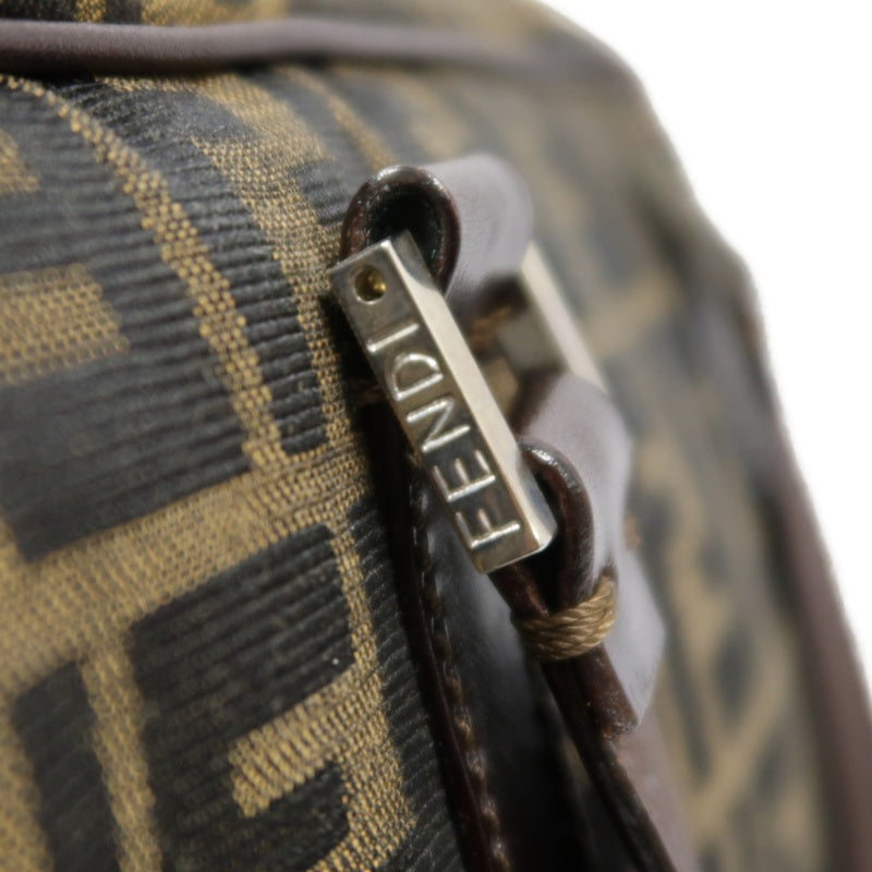 FENDI Zucca Canvas Brown Handbag Silver Hardware