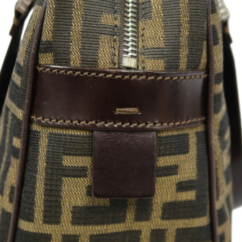 FENDI Zucca Canvas Brown Handbag Silver Hardware