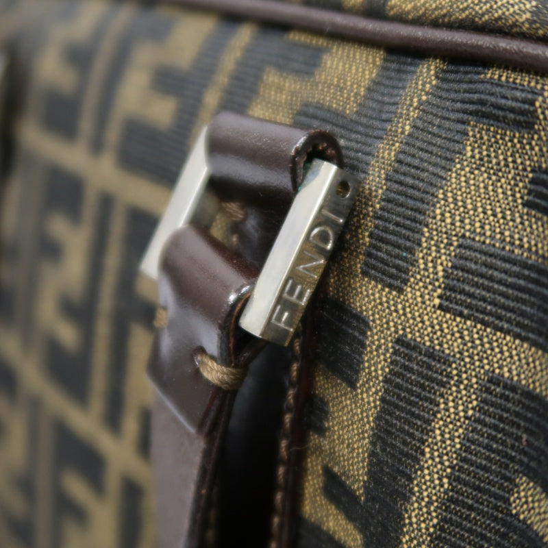 FENDI Zucca Canvas Brown Handbag Silver Hardware