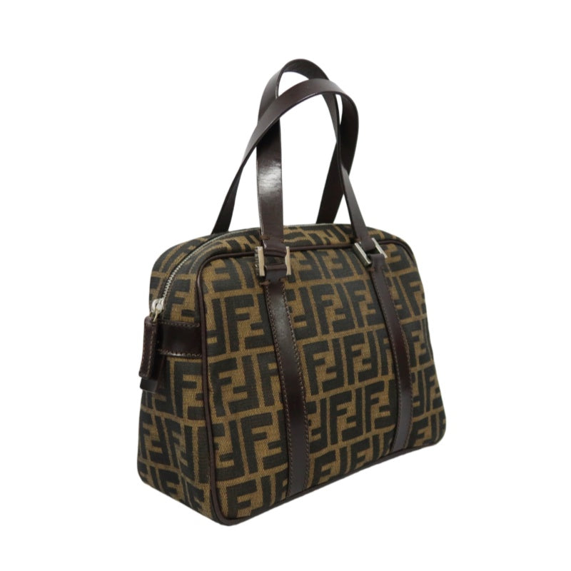 FENDI Zucca Canvas Brown Handbag Silver Hardware