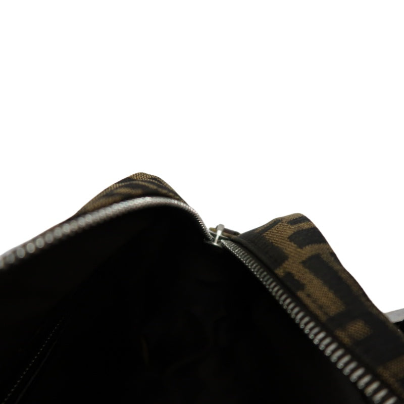 FENDI Zucca Canvas Brown Handbag Silver Hardware