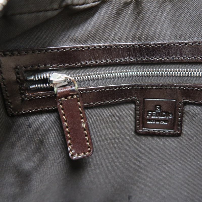 FENDI Zucca Canvas Brown Handbag Silver Hardware