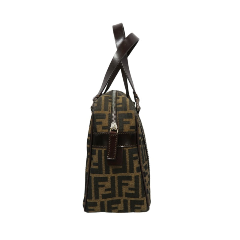 FENDI Zucca Canvas Brown Handbag Silver Hardware