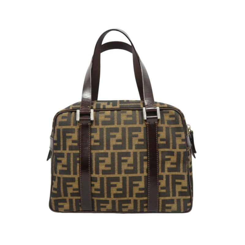 FENDI Zucca Canvas Brown Handbag Silver Hardware
