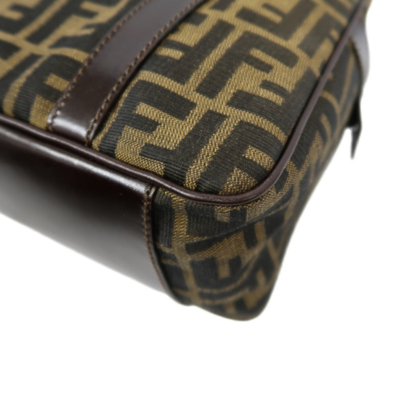 FENDI Zucca Canvas Brown Handbag Silver Hardware
