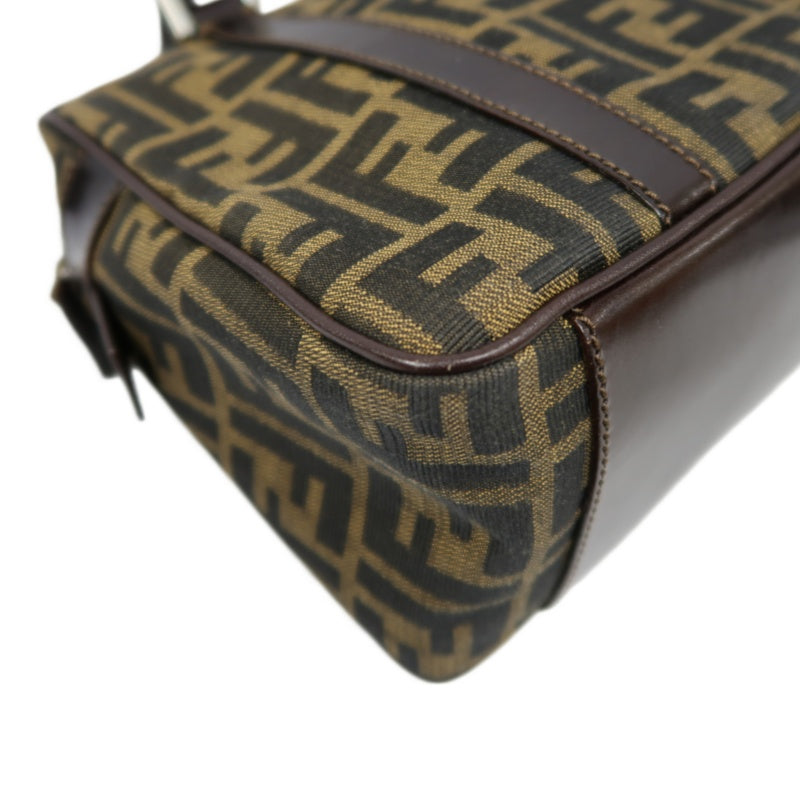 FENDI Zucca Canvas Brown Handbag Silver Hardware
