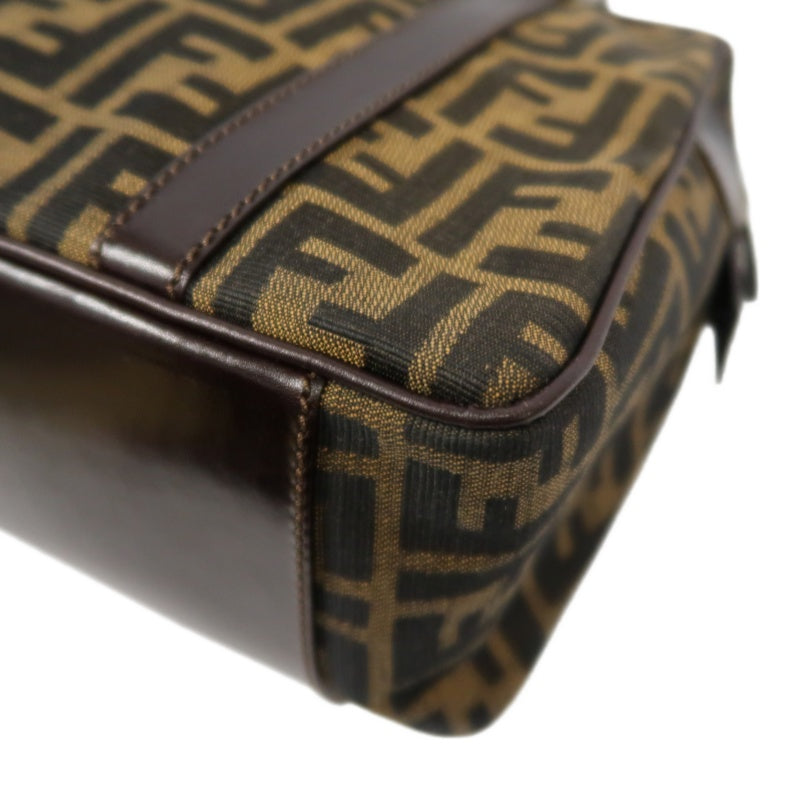 FENDI Zucca Canvas Brown Handbag Silver Hardware