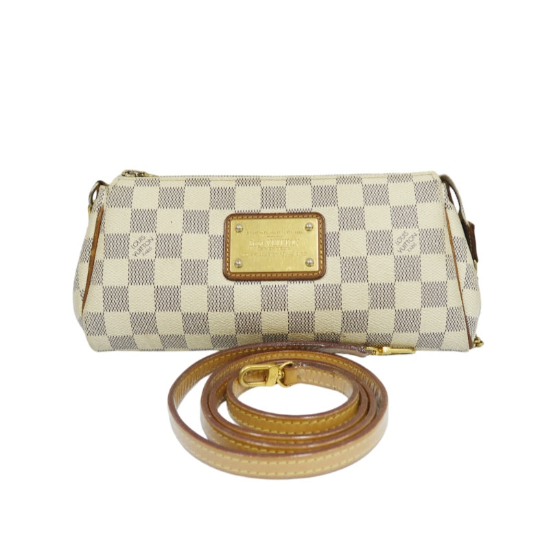 Louis Vuitton Eva Damier Azur Shoulder Bag, White, with Shoulder Strap, PVC