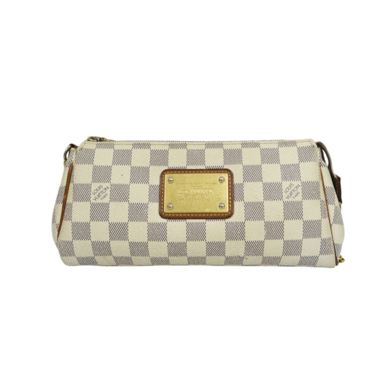 Louis Vuitton Eva Damier Azur Shoulder Bag, White, with Shoulder Strap, PVC