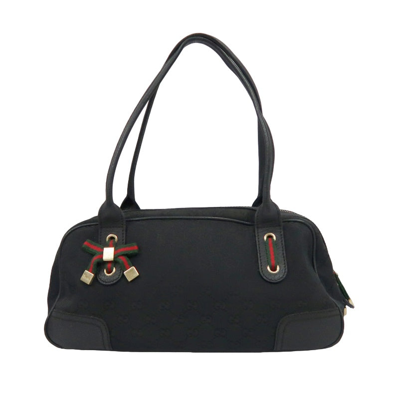 GUCCI GG Canvas, Sherry Line, Mini Boston Handbag, Black, GG Monogram Canvas Shoulder Bag