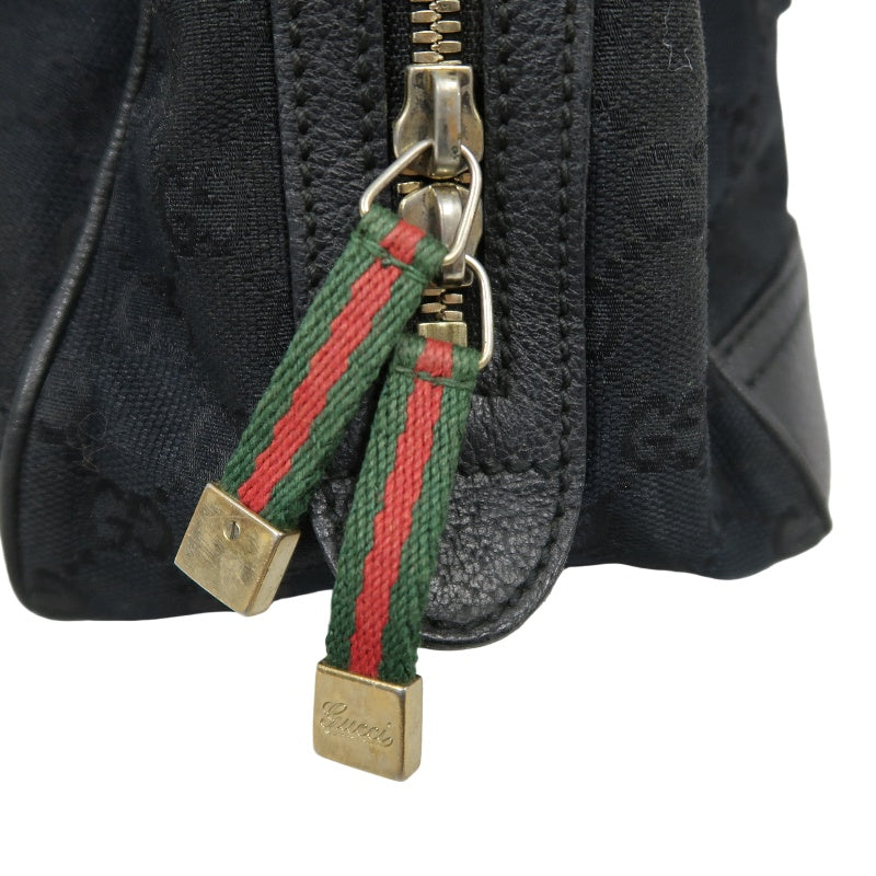 GUCCI GG Canvas, Sherry Line, Mini Boston Handbag, Black, GG Monogram Canvas Shoulder Bag