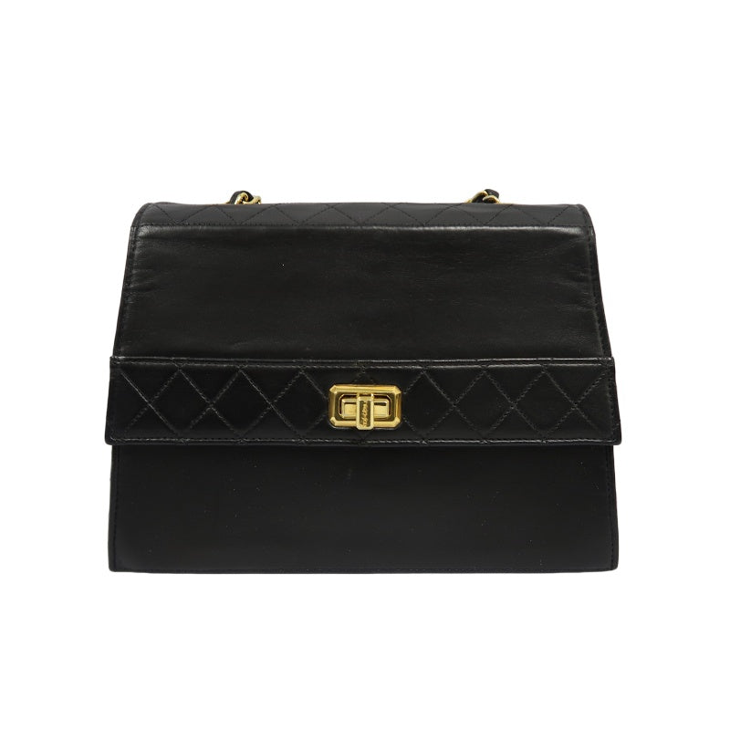 CHANEL 2.55 Shoulder Bag Lambskin Black Gold HardwareBlack Lambskin Quilted Flap Box Shoulder Bag