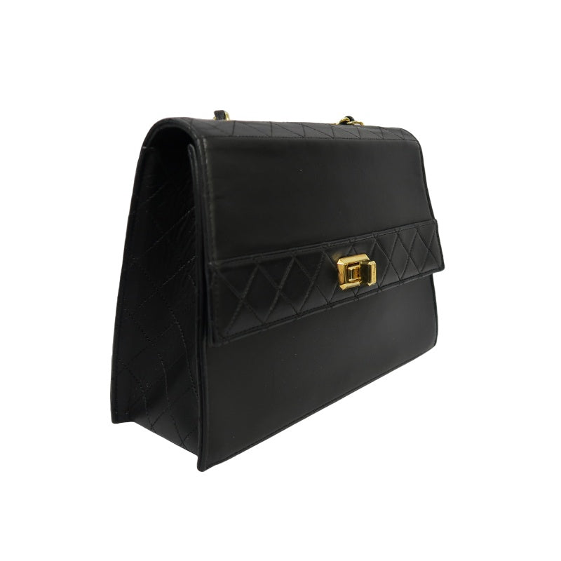 CHANEL 2.55 Shoulder Bag Lambskin Black Gold HardwareBlack Lambskin Quilted Flap Box Shoulder Bag
