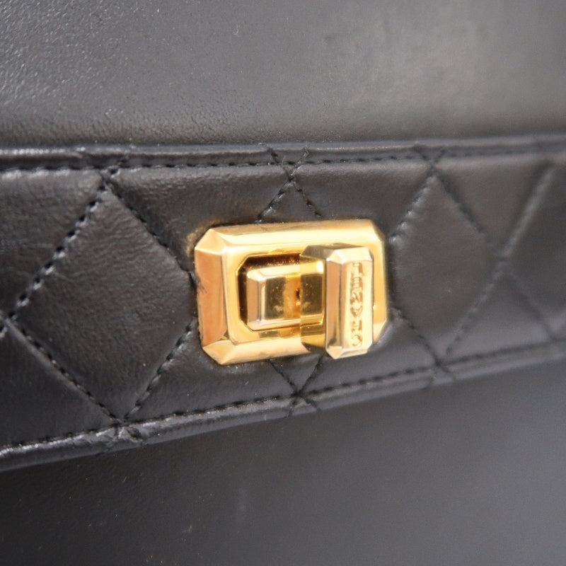 CHANEL 2.55 Shoulder Bag Lambskin Black Gold HardwareBlack Lambskin Quilted Flap Box Shoulder Bag