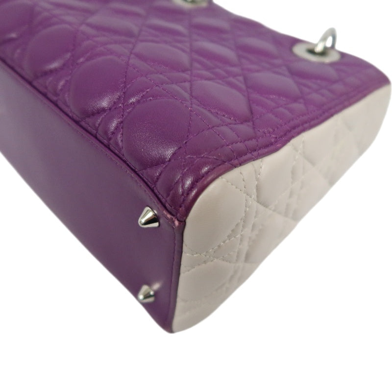 DIOR Cannage Lady Dior Handbag, Purple/Blue, Silver Hardware, Purple PVC, 5-Pocket Lady Dior Tote Bag