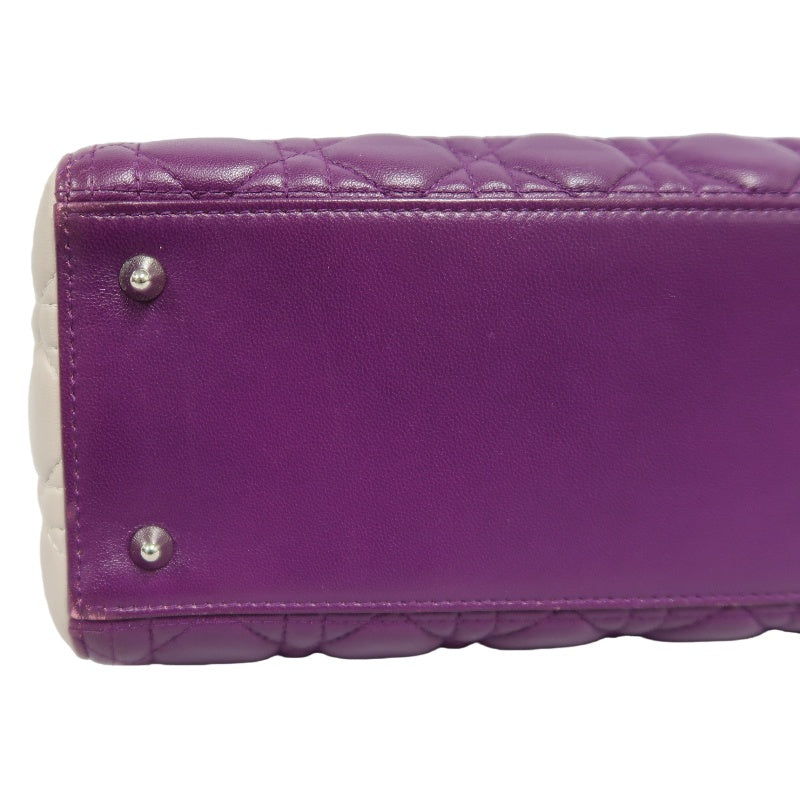 DIOR Cannage Lady Dior Handbag, Purple/Blue, Silver Hardware, Purple PVC, 5-Pocket Lady Dior Tote Bag