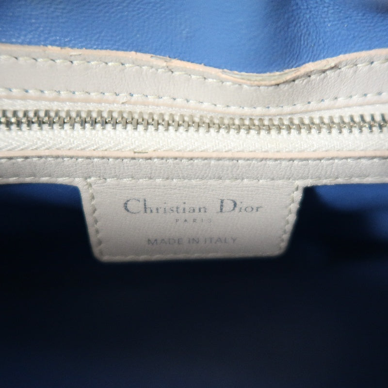 DIOR Cannage Lady Dior Handbag, Purple/Blue, Silver Hardware, Purple PVC, 5-Pocket Lady Dior Tote Bag