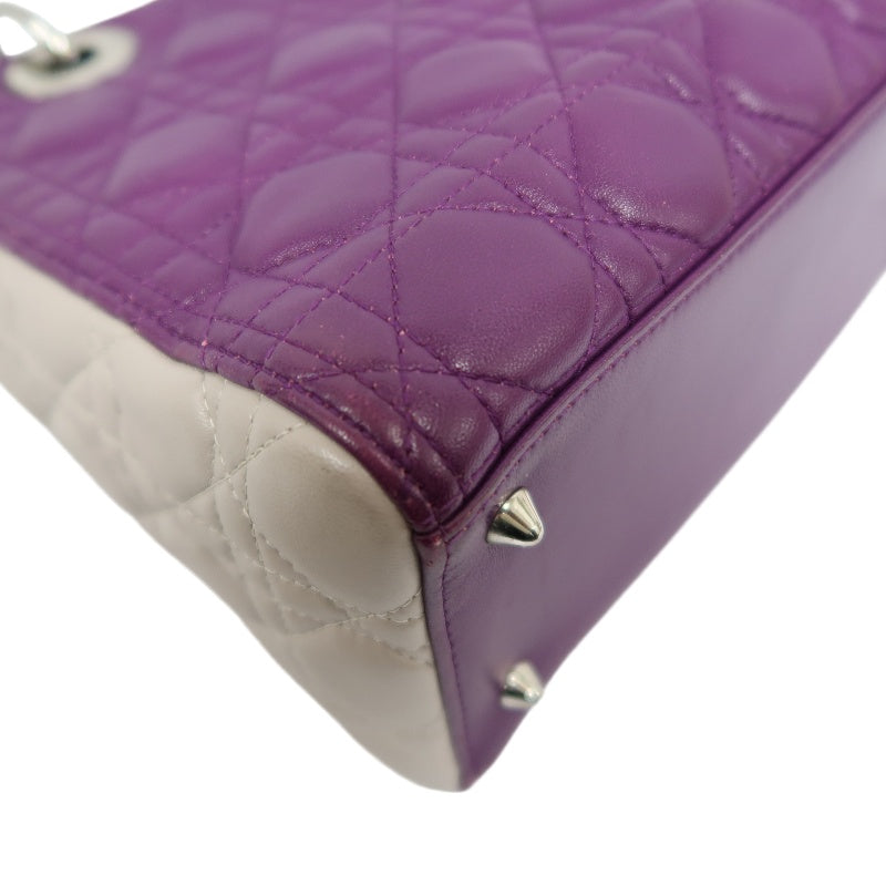 DIOR Cannage Lady Dior Handbag, Purple/Blue, Silver Hardware, Purple PVC, 5-Pocket Lady Dior Tote Bag