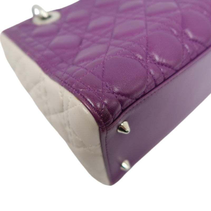 DIOR Cannage Lady Dior Handbag, Purple/Blue, Silver Hardware, Purple PVC, 5-Pocket Lady Dior Tote Bag