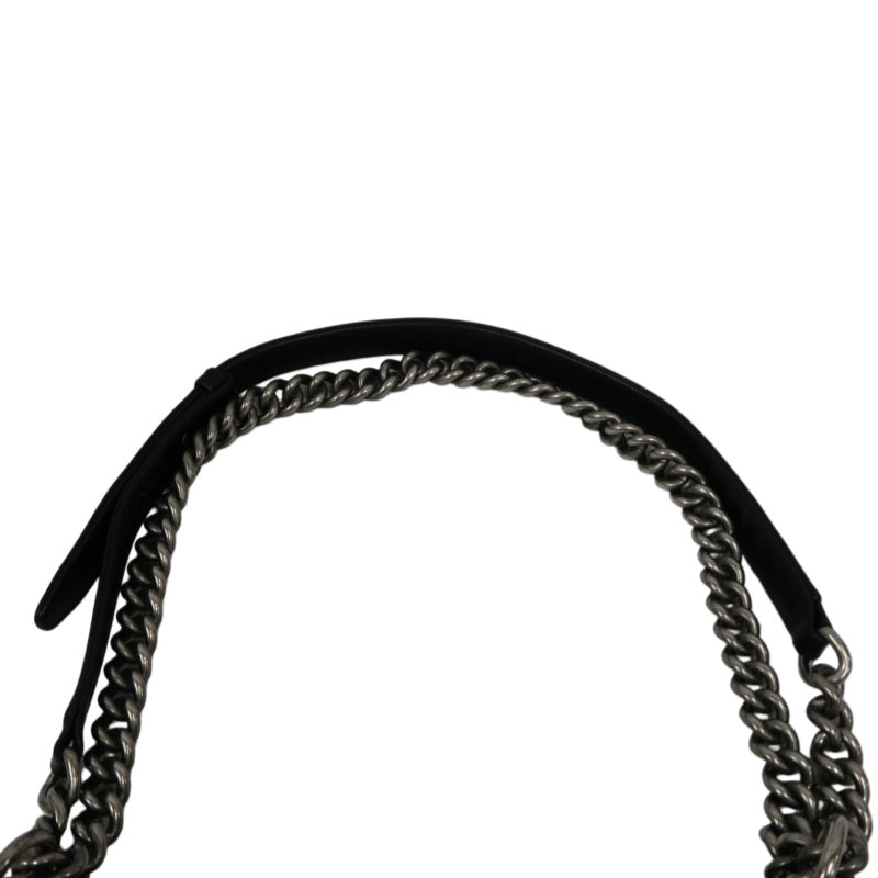 CHANEL Boy Matelasse Lambskin Black Shoulder Bag Silver Hardware