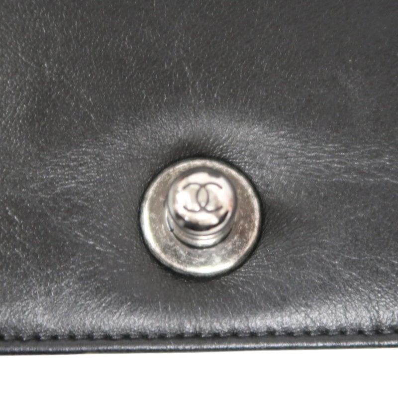 CHANEL Boy Matelasse Lambskin Black Shoulder Bag Silver Hardware