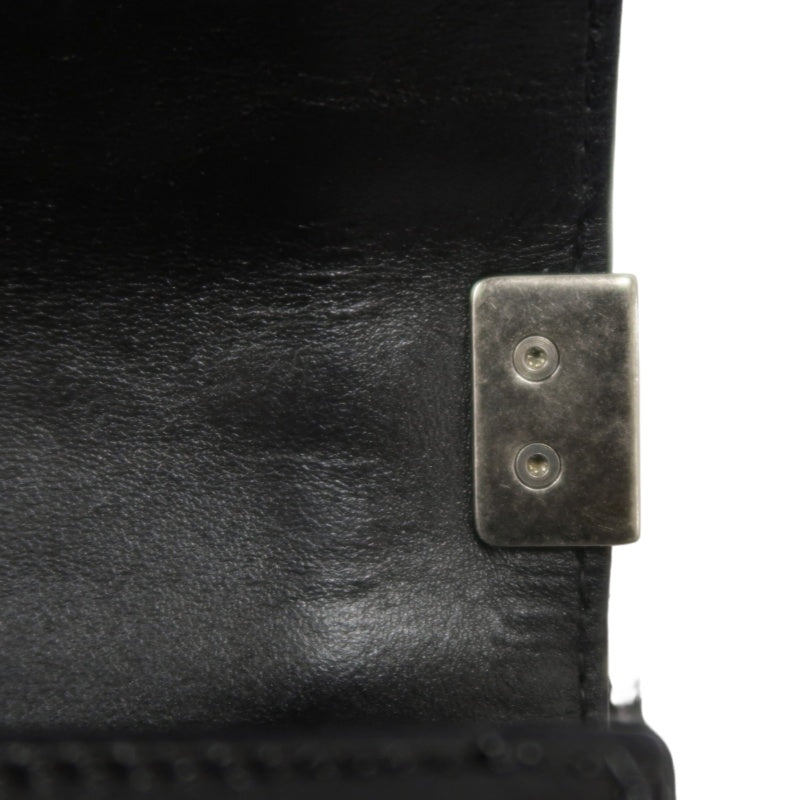 CHANEL Boy Matelasse Lambskin Black Shoulder Bag Silver Hardware
