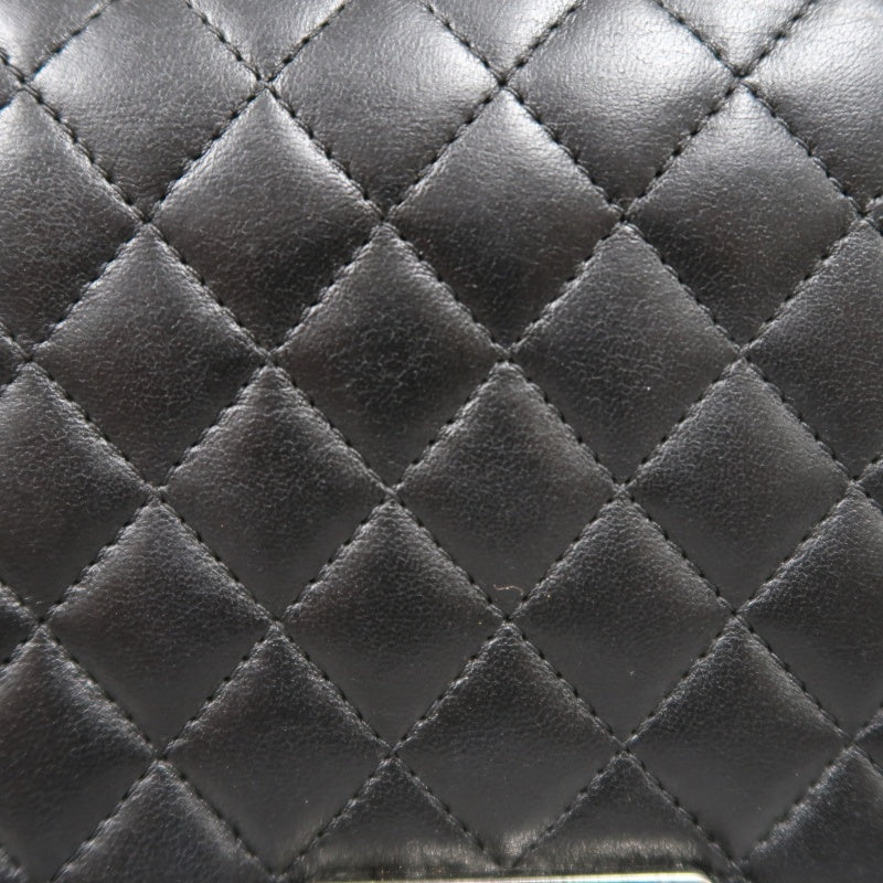 CHANEL Boy Matelasse Lambskin Black Shoulder Bag Silver Hardware