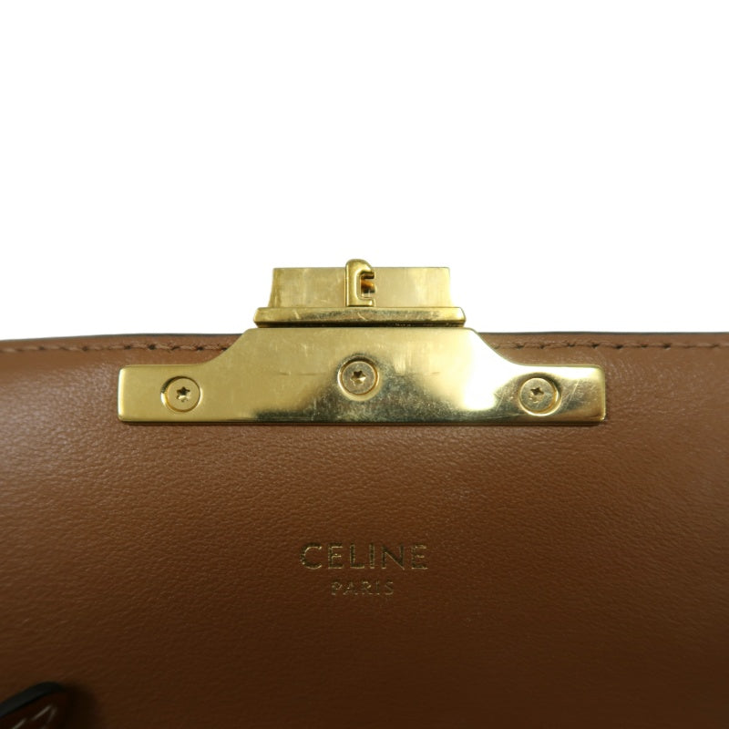 CELINE Claude Triomphe Shoulder Bag, Brown, Gold Hardware, PVC