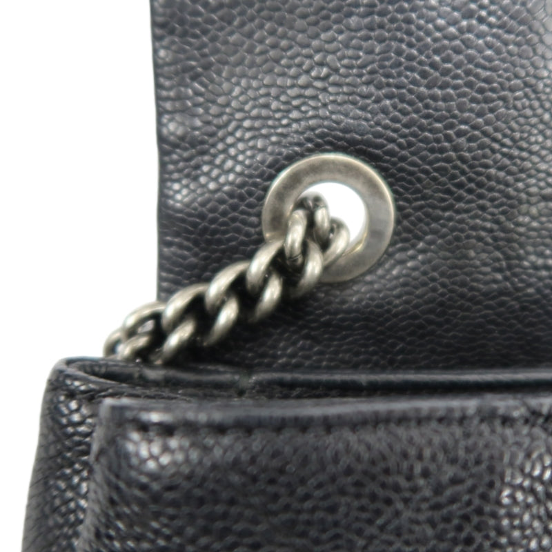 CHANEL Classic Flap (CF) Matelasse Shoulder Bag, Black Caviar Leather, Silver-Tone Hardware