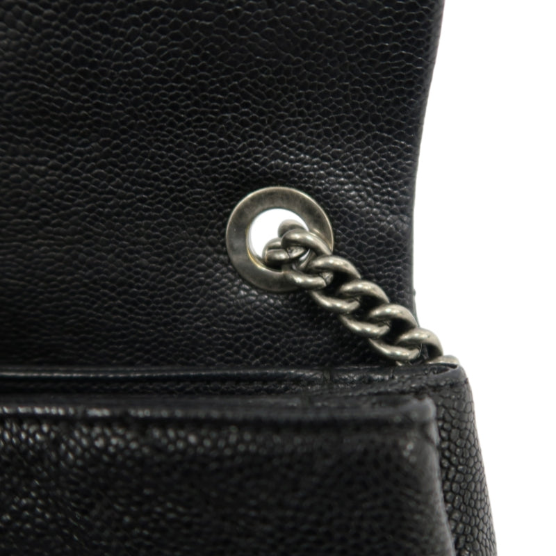 CHANEL Classic Flap (CF) Matelasse Shoulder Bag, Black Caviar Leather, Silver-Tone Hardware